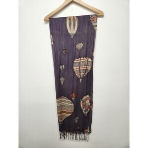 Modcloth LOOK Scarf Hot Air Balloons Print Rectangle Scarf, 78x28 100% Cotton